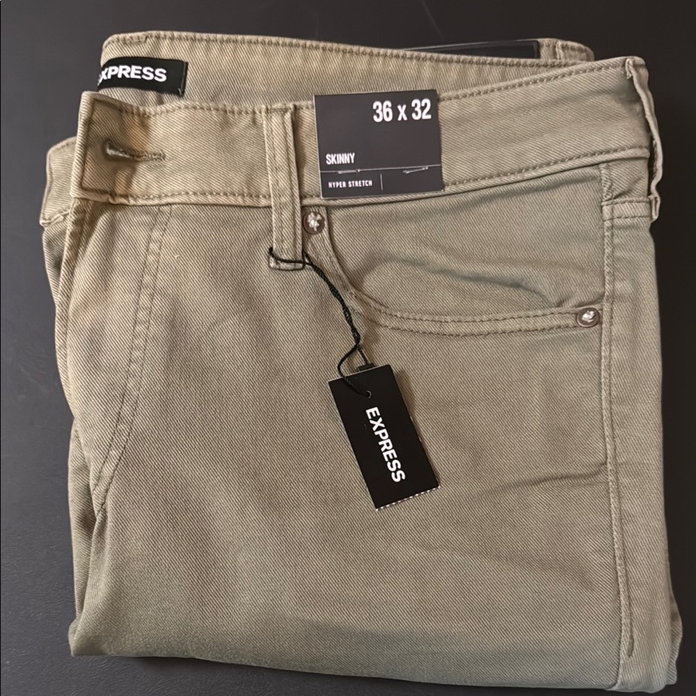 Express Men's Skinny Jeans - Olive